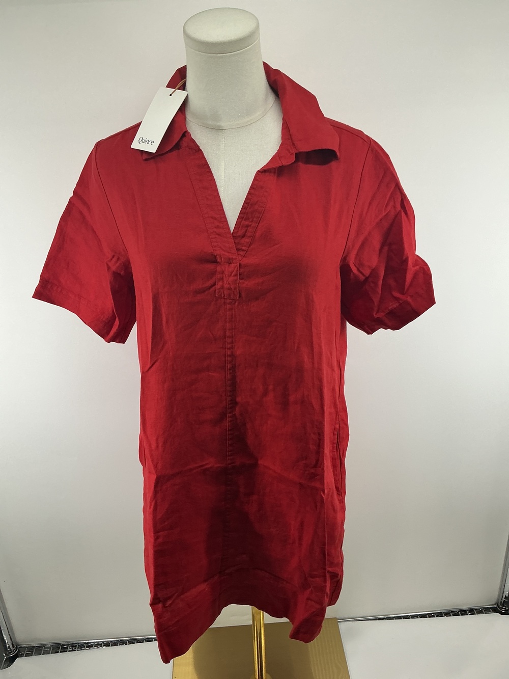 100% European Linen Popover Mini Dress